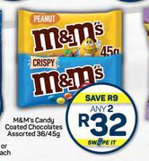 M&M's Candy Coated Chocolates Assorted-Any 2 x 36/45g