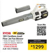 Ryobi 18V Cordless Axail Flow Jet Fan Blower XJB-150