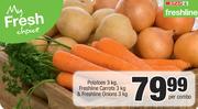 Potatoes 3Kg, Freshline Carrots 3kg, & Freshline Onions 3Kg-Per Combo