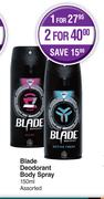 Blade Deodorant Body Spray Assorted-For 2 x 150ml