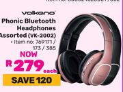 Volkano Phonic Bluetooth Headphones Assorted VK-2002-Each