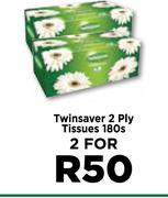 Twinsaver 2 Ply Tissues 180s-For 2