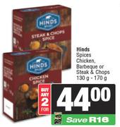 Hinds Spices Chicken, Barbeque Or Steak & Chops-For 2 x 130g-170g