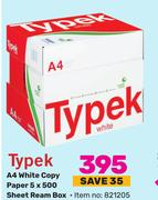 Typek A4 White Copy Paper (5 x 500 Sheet) Ream Box