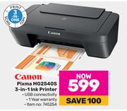 Canon Pixma MG2540S 3-In-1 Ink Printer