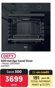 Defy 600mm Eye Level Oven DBO483E-Each