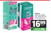 Stayfree Maxi Pads Singles 8s/10s Or Pantyliners 20s