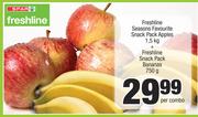 Freshline Seasons Favourite Snack Pack Apples 1.5Kg + Freshline Snack Pack Bananas 750g-Per Combo