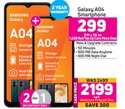 2 x Samsung Galaxy A04 Smartphone-On 1.2GB Red Top Up Core More Data