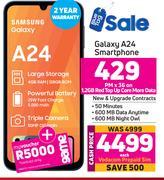 Samsung Galaxy A24 Smartphone-On 1.2GB Red Top Up Core More Data