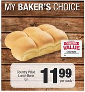 Country Value Lunch Buns-6's Per Pack