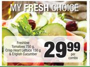 Freshline Tomatoes 750g, Crisp Heart Lettuce 150g & English Cucumber-Per Combo