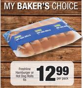 Freshline Hamburger Or Hot Dog Rolls-6's Per Pack