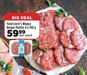 Food Lover's Wagyu Burger Patties-4 x 100g Per Pack
