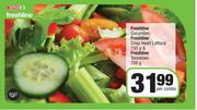 Spar Freshline Cucumber, Freshline Crisp Heart Lettuce 150g & Freshline Toamtoes 750g-Per Combo