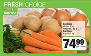 Spar Freshline Onions 3Kg, Potatoes 3Kg & Freshline Carrots 3Kg-Per Combo