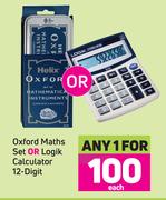 Oxford Maths Set Or Logik Calculator 12 Digit-For 1