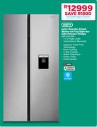 Defy 490L Satin  Metallic Finish Water On Tap Side By Side Freezer Fridge DFF447/458