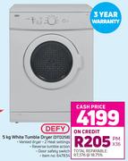 Defy 5 Kg White Tumble Dryer DTD258