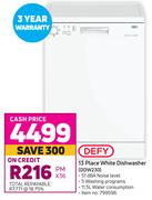 Defy 13 Place White Dishwasher DDW230