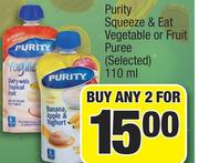 Purity Squeeze & Fat Vegetable Or Fruit Puree-2x110ml