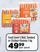 Food Lover's Red, Smoked Or Chicken Viennas-1Kg Per Pack
