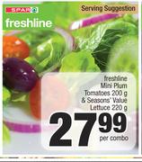 Spar Freshline Mini Plum Tomatoes  200g Or Seasons Value Lettuce 220g-Per Combo