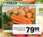 Freshline Carrots 3Kg, Freshline Onions 3Kg & Potatoes 3Kg Combo-Per Combo