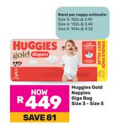 Huggies Gold Nappies Giga Bag Size 3-5