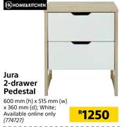Home & Kitchen Jura 2 Drawer Pedestal-600mm (h) x 515mm (w) x 360mm (d)