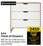 Home & Kitchen Jura Chest Of Drawers-900mm 9h) x 900mm (w) x 450mm (d)