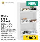 White Shoe Cabinet-1.275mm (h) x 640mm (w) x 220mm (d)