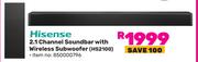 Hisense 2.1 Channel Soundbar With Wireless Subwoofer HS2100