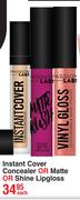 Passion Labs Instant Cover Concealer Or Matte Or Shine Lip Gloss-Each
