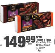 Spar Tender & Tasty Pork Belly Ribs BBQ Or Sweet & Sticky-1Kg