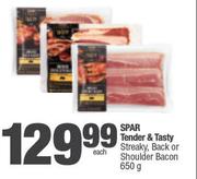 Spar Tender & Tasty Streaky, Back Or Shoulder Bacon-650g