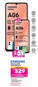 2 x Samsung Galaxy A06 Smartphone-On 1.3GB Red Top Up Core More Data + Promo 1GB Data