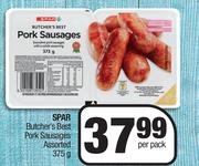 Spar Butcher's Best Pork Sausages Assorted-375g Per Pack