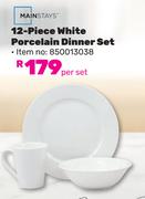 Mainstays 12 Piece White Porcelain Dinner Set-Per Set