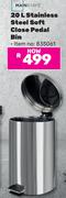 Mainstays 20L Stainless Steel Soft Close Pedal Bin