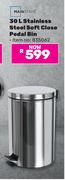 Mainstays 30L Stainless Steel Soft Close Pedal Bin