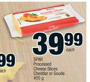 Spar Processed Cheese Slices Cheddar Or Gouda-400g Each