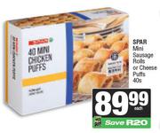 Spar Mini Sausage Rolls Or Cheese Puffs-40s Each