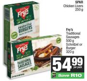 Fry's Traditional Sausages 500gm Schnitzel Or Burger 320gm-Per Pack