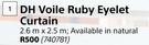 Designhouse Voile Ruby Eyelet Curtain 2.6m x 2.5m