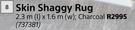 Skin Shaggy Rug 2.3m x 1.6m (Charcoal)