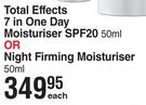 Olay Total Effects 7 In One Day Moisturiser SPF20 50ml Or Night Firning Mosituriser 50ml-Each