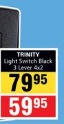 Trinity Light Switch (Black) 3 Lever 4x2