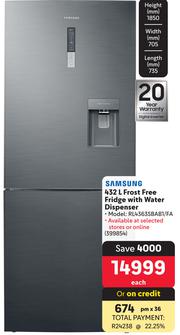 Special Samsung 432L Frost Free Fridge With Water Dispenser RL4363SBAB1 FA m.guzzle .za