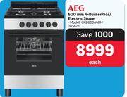 AEG 600mm 4 Burner Gas/Electric Stove CKB600A4BM